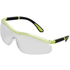 Gebol Veiligheidsbril Neon helder | sportief design en hoog draagcomfort | beugel in lengte verstelbaar | kras- en condensvrij | voor dames en heren | universele maat | zwart, neon | 1 stuk