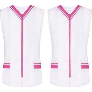 MISEMIYA - Verpakking met 2 stuks - sanitair hemd voor dames, zonder mouwen, uniform, reiniging uniform, medische dierenkliniek, 2-818, Roze 22, XS