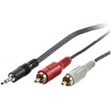 ROLINE 3,5mm (ST) naar RCA (2x ST) kabel, 1,5m