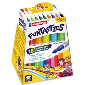 edding 14 FUNTASTICS - kleurstiften voor kinderen - set van 18 - ronde punt 3 mm - voor kleurplezier op lichtgekleurd papier en karton - afwasbaar van huid en textiel