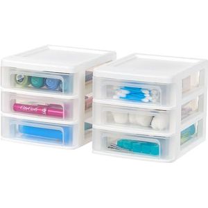 Iris Ohyama, Kunststof Opbergtoren, 3 Kleine Laden, Wit, Gemakkelijk te Openen, A5-Formaat, Meubel, Organizer, voor Kantoor, Schoolspullen, Schrijfwaren, BPA-vrij, CDD-XS3