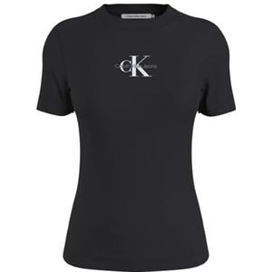 Calvin Klein Jeans S/S Gebreide Tops Ck Zwart, zwart, XXS