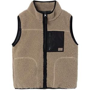 NAME IT Nkmmagot Teddy Vest voor jongens, savannah tan, 122 cm