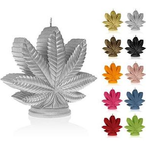 Candellana Kaars Marihuana blad | Hoogte: 14,7 cm | Zilver | Handgemaakt in de EU