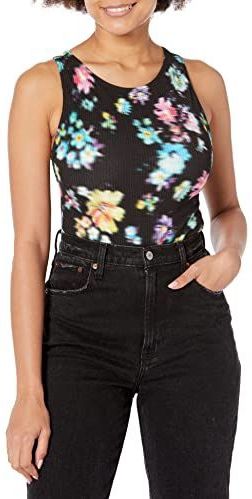 Geribde body met schouderbandjes