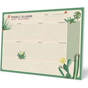 Kokonote A4 Weekplanner Botanical Cacti - Bureauplanner met 54 afscheurbare vellen - Tafelkalender - Engels
