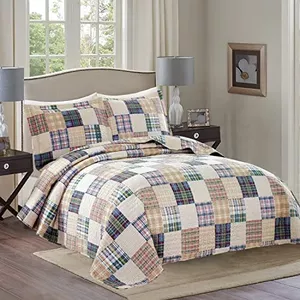 Kettle Grove Twin Quilt 70x90 – Black & Crème Patchwork - Allyson's Place | Primitive Home Décor