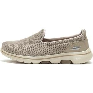 Skechers GO WALK 5 dames sneaker Low-Top Trainer, Beige Taupe Textiel Trim, 37.5 EU Breed