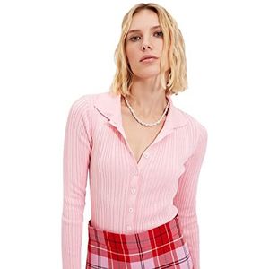 Trendyol Dames gebreide kleding met roze knoop cardigan sweater, L