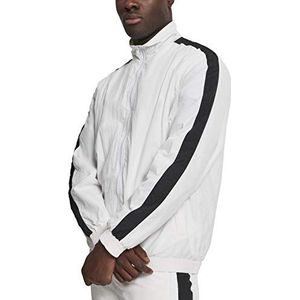 Urban Classics Crinkle Track Herenjas, gestreepte mouwen, wit (Wht/BLk 00224), XXL