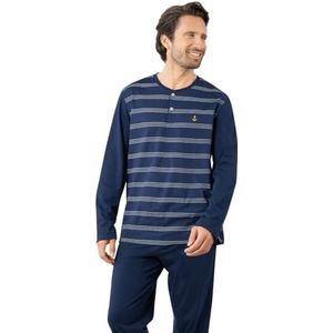 Eminence - Pyjama - Marineblauw - Katoen - Ronde Hals met Knoopsluiting
