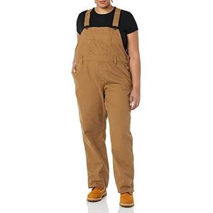 Women's Plus Relaxed Fit Straight Leg Bib Overalls, Brown, 20