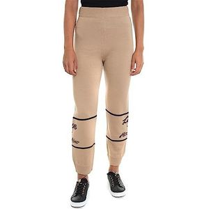 Moschino Love Women's Jog met Italiaans logo Jacquard Intarsia on Bottom Casual Broek, Melange Rust Light Brown, 42