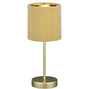 Fischer & Honsel Aura Tafellamp, elegante tafellamp in klassiek design met kabelschakelaar, 1 x E 14-fitting, goudkleurig metaal en lampenkap van fluweel, geel, hoogte 34 cm