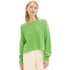 TOM TAILOR Denim Dames cropped relaxed pullover, 12318, liquid lime green, XL