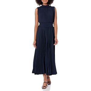 Nanette Nanette Lepore Vrouwen gesmokt hoge hals geplooide maxi jurk, Nanette Navy, 18, Nanette Navy, 42