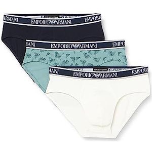 Emporio Armani Herenboxershort (verpakking van 3 stuks), Crème/Print Artic/Marine, S