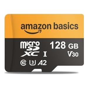 Amazon Basics Snelle snelheid tot 200MB/s Micro SD-kaart, 128 GB, zwart, 1-pack