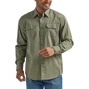 Wrangler Authentics Men's Authentics Long Sleeve Classic Woven Shirt, Burnt Olive, XL