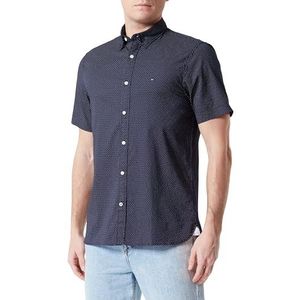 Tommy Hilfiger Heren natuurlijke zachte mini PRT shirt S/S casual shirts, blauw, M, Woestijnhemel/Multi, M