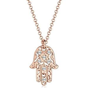 Elli Halsketting Dames Hamsa Hand Hanger met Kristallen in 925 Sterling Zilver