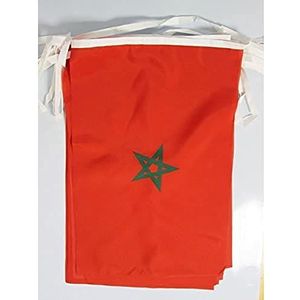 Marokko 12 meter BUNTING Vlag 20 vlaggen 45x30 cm - Marokkaanse STRING vlaggen 30 x 45 cm - AZ FLAG