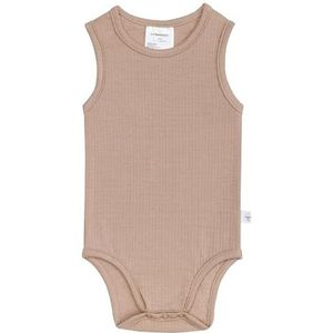 LÄSSIG TENCEL™ Lyocell Rompertje voor baby's, mouwloos, geribbeld, met drukknop, mouwloos, lichtbruin, maat 50/56
