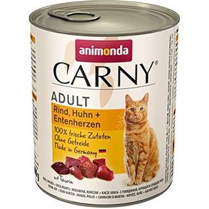Animonda Carny Adult kattenvoer, nat voer voor volwassen katten, rund, kip + eendenhart, 6 x 800 g
