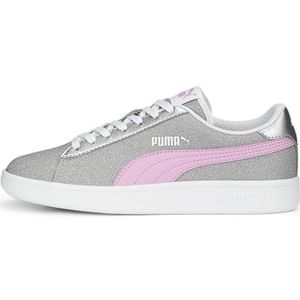 Puma Smash V2 Glitz Glam Jr Sneaker, Silver-Lilac Chiffon White, 38.5 EU