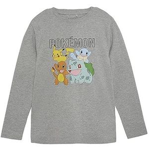 MINYMO Jongens T-shirt met lange mouwen met Poke'MON print, lichtgrijs gem, 98 cm