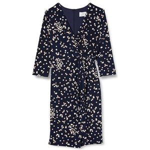 Gina Bacconi Vrouwen Bloemen Jersey Wrap Jurk Cocktail, Navy/Beige, 44