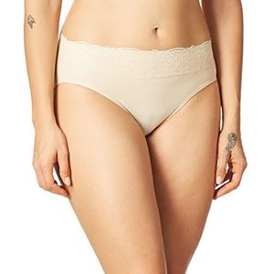 Bali Women's Passion for Comfort Hi-Cut Panty, Soft Taupe lace, 8