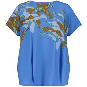 Samoon Dames 271015-26113 T-shirt, Blue Bonnet patroon, 48, Blue Bonnet patroon, 48