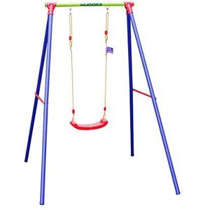 HUDORA Schommelframe Single - Outdoor schommel voor tuin - kinderschommel - schommelzitje van kunststof - 50 kg belastbaarheid - blauw/rood/geel - 64018