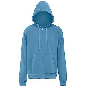 Fumo Gebreide hoodie voor heren, met ritssluiting, polyester, denimblauw, maat S, denimblauw, S