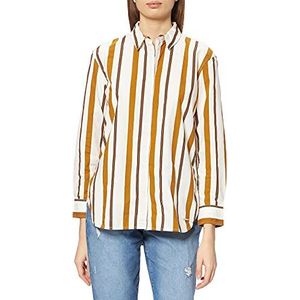 TOM TAILOR mine to five Dames Gestreepte hemdblouse 1027733, 27956 - Green Beige Stripe, 38