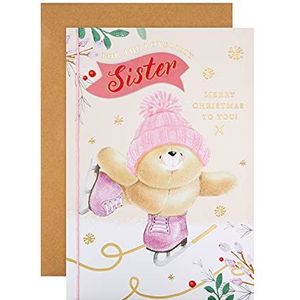 Kerstkaart 25561374 voor zus van Hallmark - Schattig Forever Friends Design, Wit & Roze