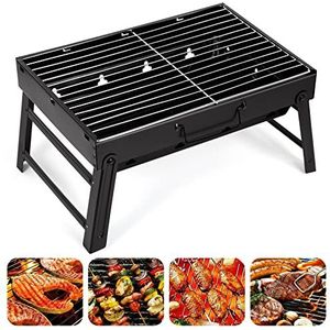 AGM Houtskoolbarbecue, 435x300x240 mm, draagbare opvouwbare barbecue, tafelhoutskoolbarbecue voor picknick, reizen, tuin, camping