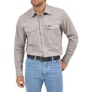 Wrangler Hoogwaardig comfortabel cowboyhemd met lange mouwen en spreidkraag voor heren, Cement, XL tall