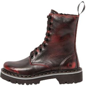 Artunisex - 1167 - Leren Enkellaarsjes - Granaatappel - Plat - Ritssluiting