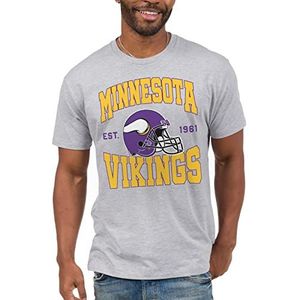 Junk Food Unisex NFL Team Helm T-shirt Volwassen Classic Crew Neck Authentieke Details Unisex Fit, Minnesota Vikings - Heather Grijs, XXL