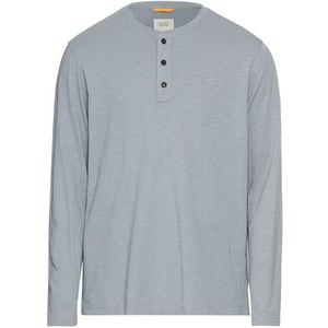 camel active Henley Shirt gemaakt van puur katoen met knoopsluiting - Maat menswear-M - Steenblauw