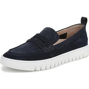Vionic Uptown-instapschoenen voor dames, perfect verpakt, met ondersteuning van de voetboog, medium pasvorm, Navy Wit Suède, 37.5 EU