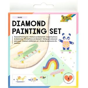 folia 31803 - Diamond Painting Set SKATE, stickers met skateboardmotieven en accessoires, handwerkset voor het ontwerpen van stickers met glittersteentjes