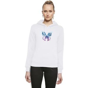 Miss Tee Dames Hoodie Chromed Butterfly Hoody, Casual Hoodie met Frontprint, Regular Fit, Maten XS - 5XL, wit, 4XL