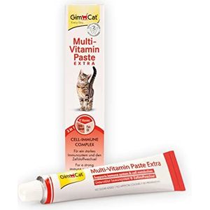 GimCat Multi-Vitamin Pasta Extra - Kattensnack met bètaglucaan en omega-3 en -6, voor een gezonde celbescherming - 1 tube (1 x 200 g)