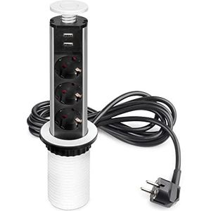 Multi-Stekkers - Zwart - Kunststof - Inbouw met USB-connectoren