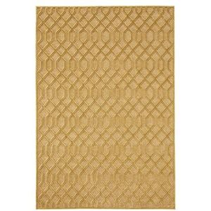 Mint Rugs Caine Laagpolig tapijt, viscose, klassiek licht, glanzend, reliëf-look, geometrisch design, grafisch patroon voor woonkamer, keuken, hal of slaapkamer, goud, 80 x 125 cm