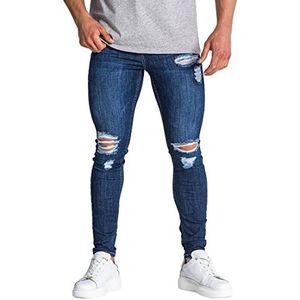 Gianni Kavanagh Donkerblauwe Core Ripped jeans voor heren, Donkerblauw, L
