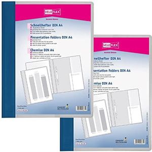 VELOFLEX A474105 - VELOFORM losbladige ordner, 2 stuks, DIN A4, blauw, PVC, transparante voorkant, geschikt voor brochurehoezen